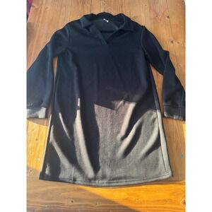 WIHOLL Black Long Sleeve Collared Casual Dress Size L‎
